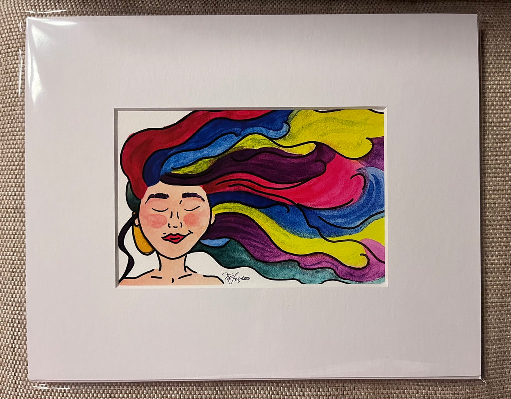 Rainbow Hair, Don’t Care matted print