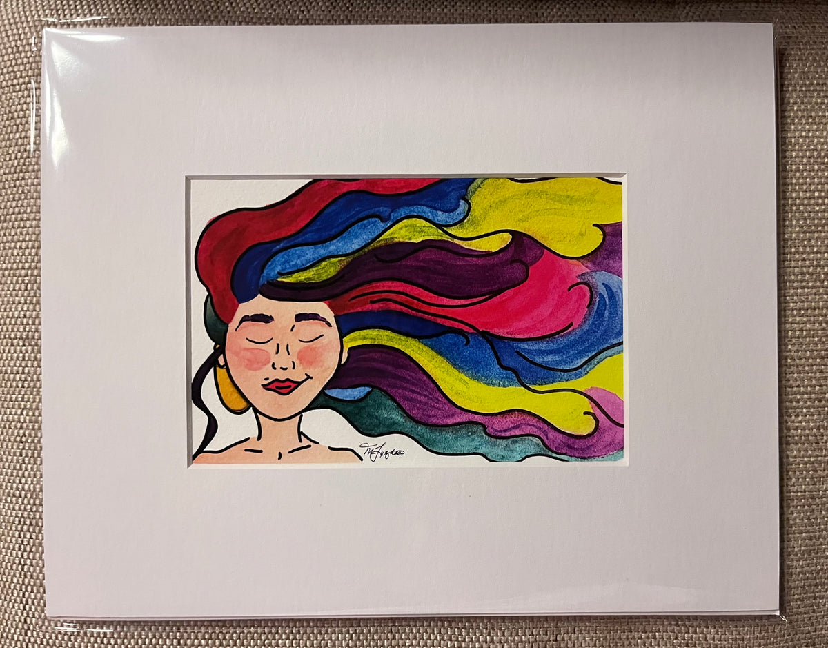 Rainbow Hair, Don’t Care matted print