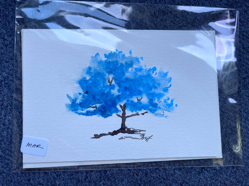 Aquamarine Tree - March Birthday Card