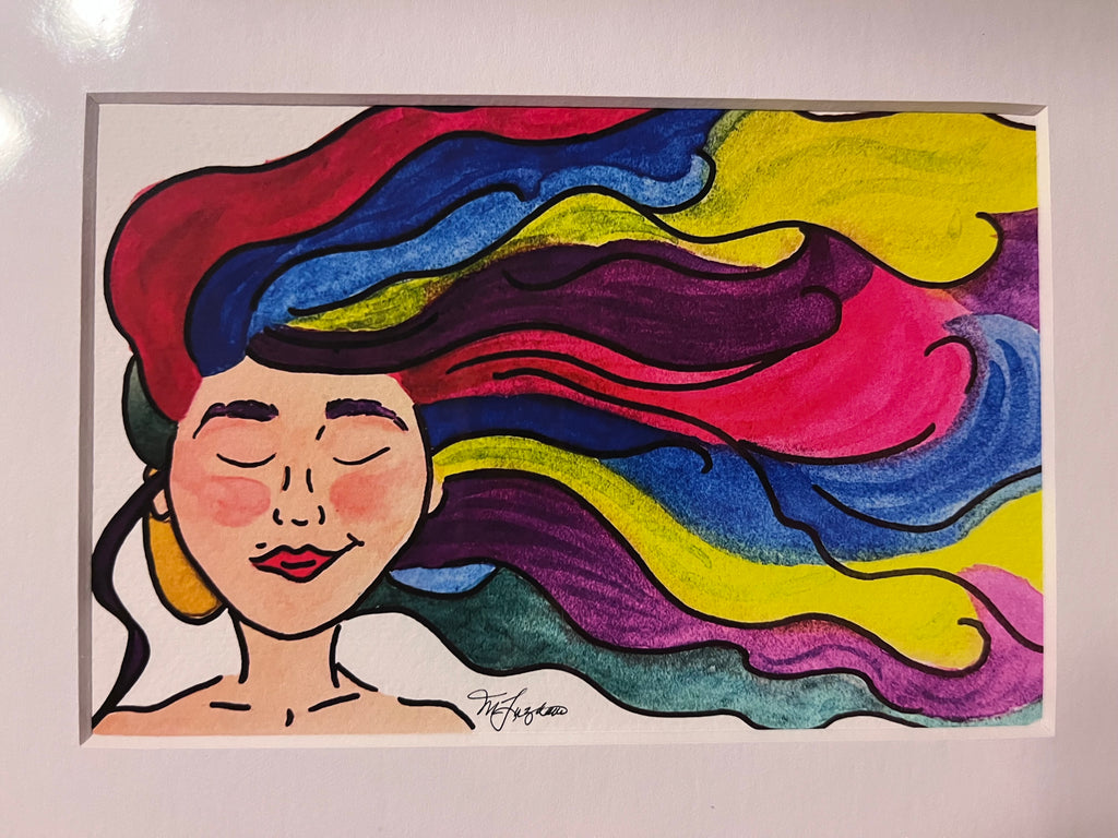 Rainbow Hair, Don’t Care matted print