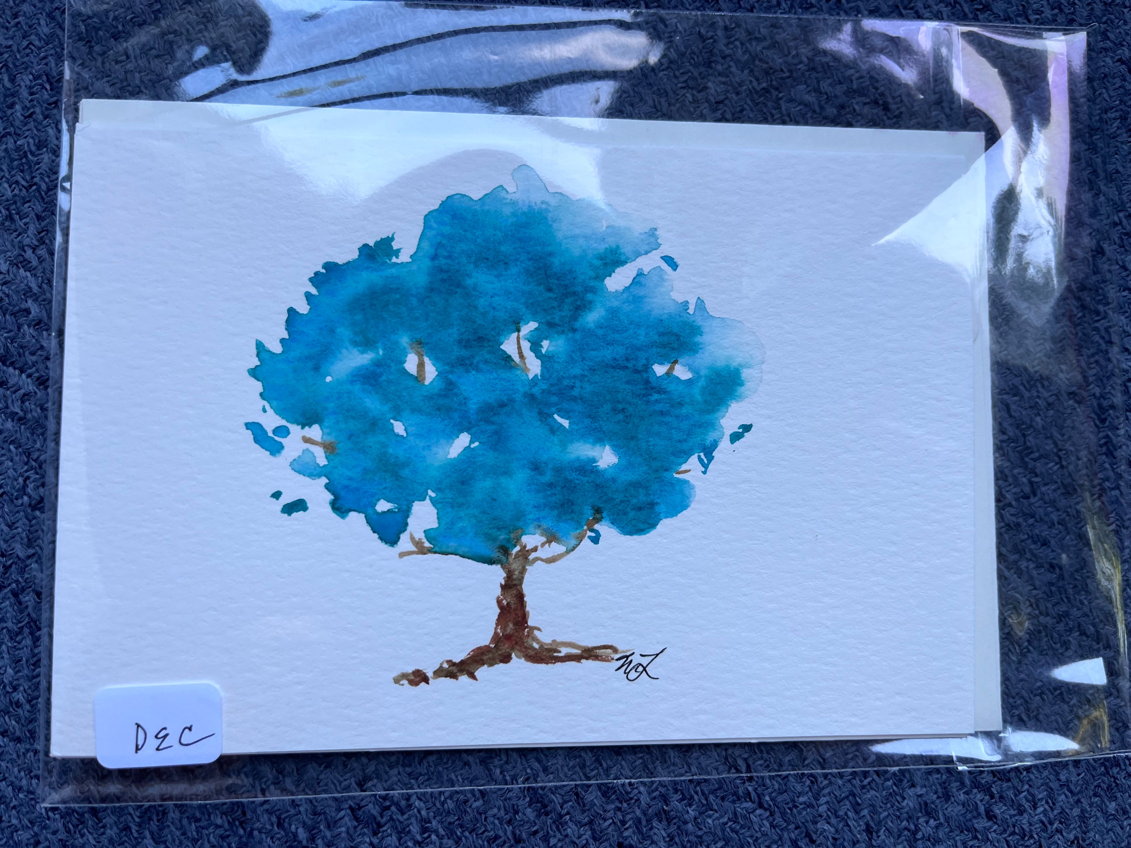 Turquoise Tree - December Birthday Card