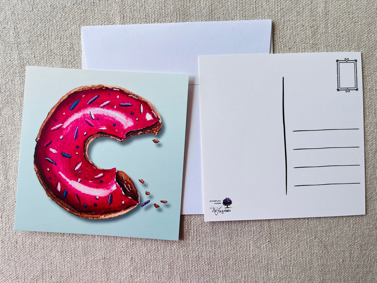 Chomped Pink Donut Postcard
