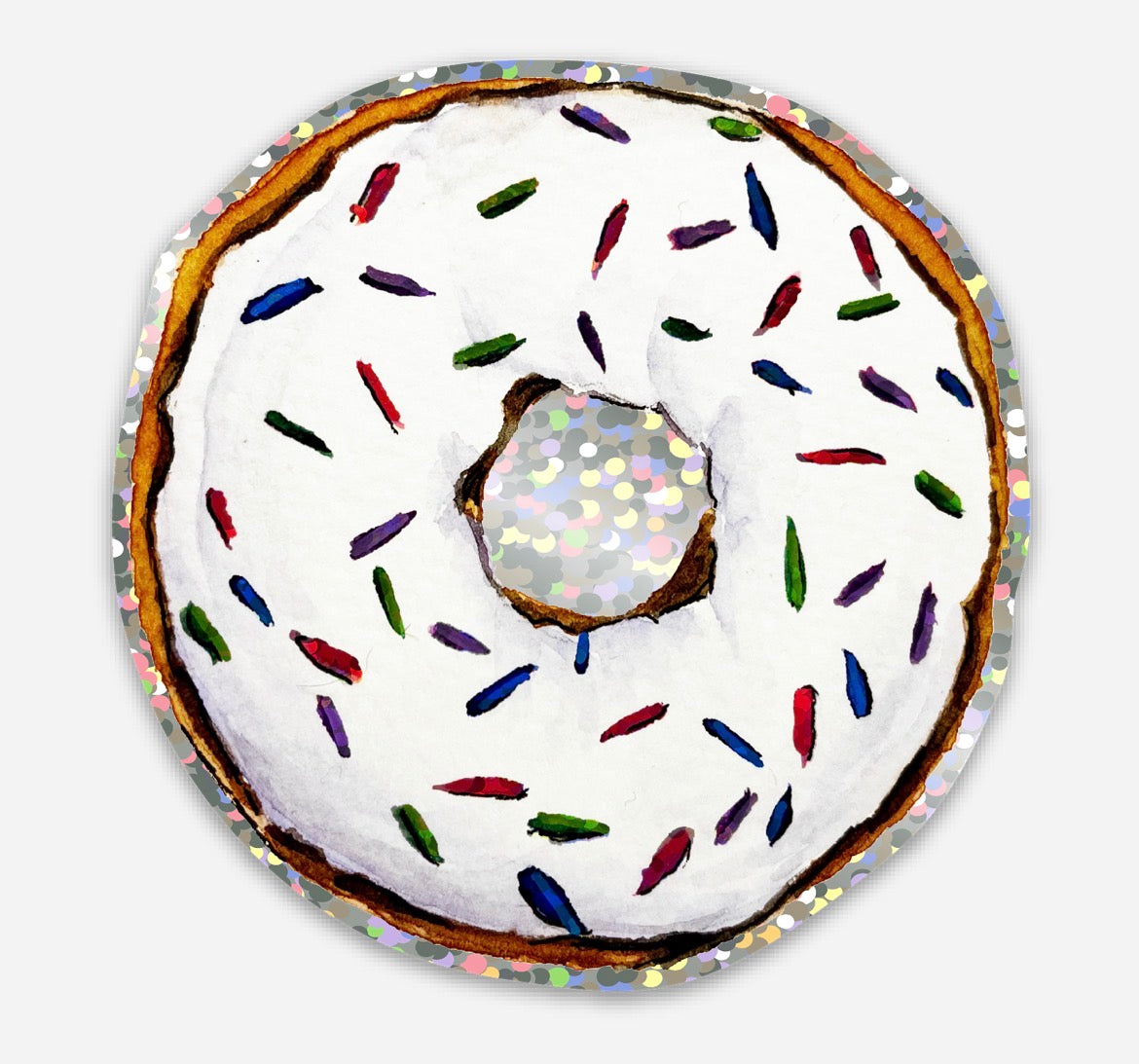Vanilla Donut Glitter Sticker