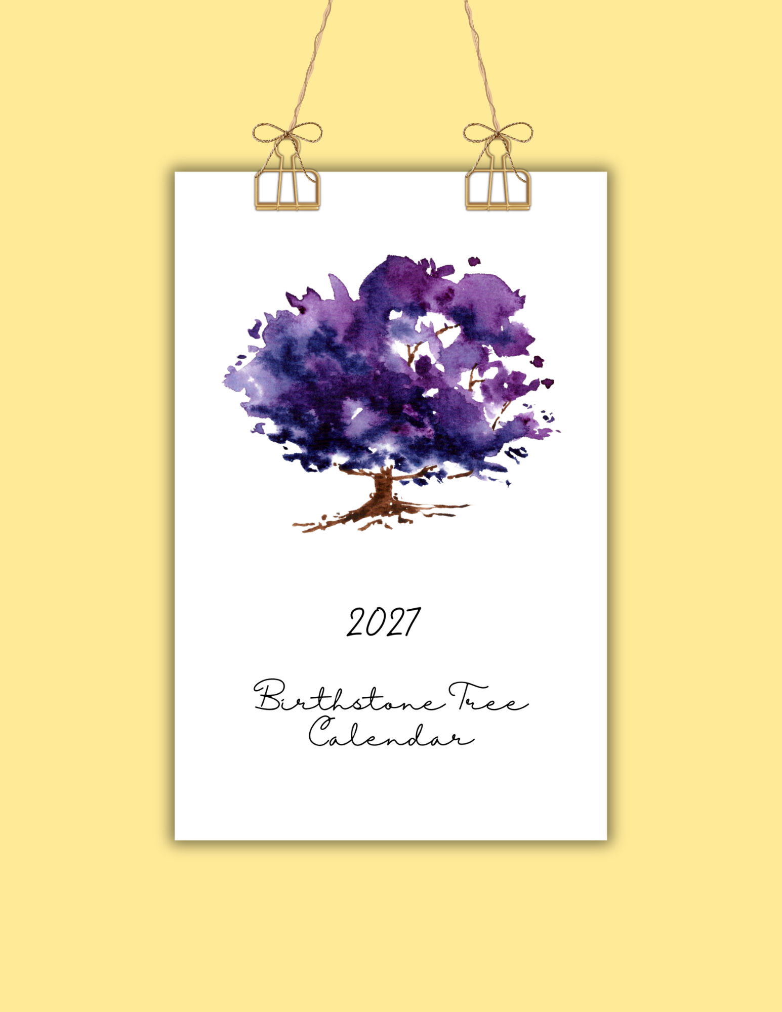 2027 Birthstone Tree Calendar