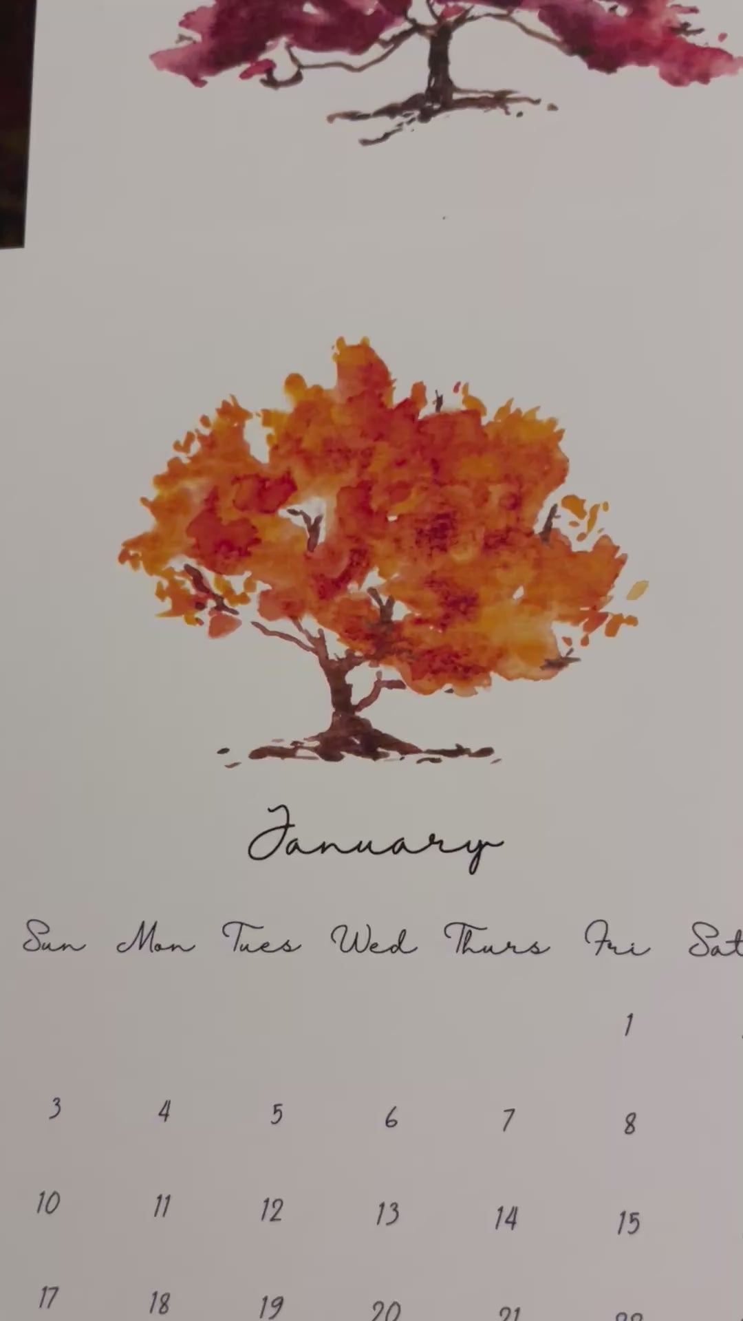 2027 Birthstone Tree Calendar